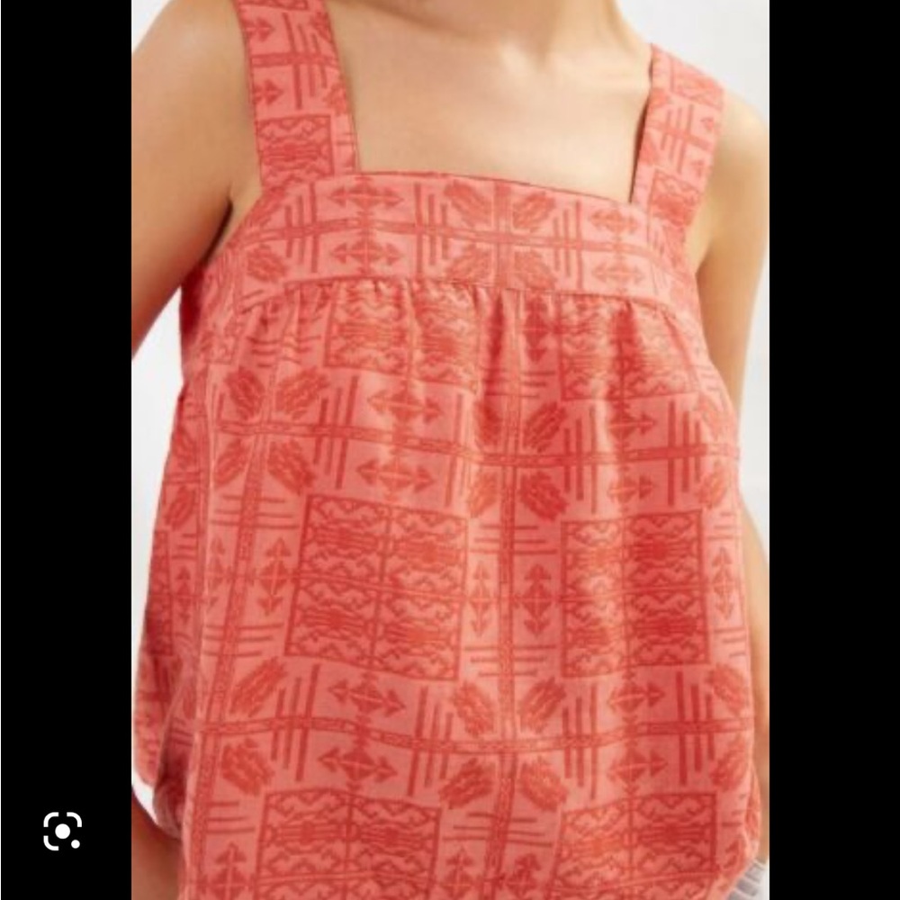 Anthropologie Button Back Coral Tank Top
